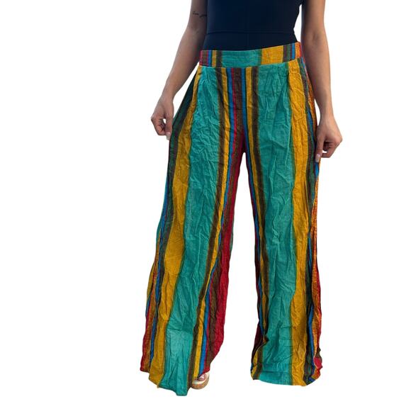 Cider Bohomian Style Striped Wide Leg Pants Womens XL (Fits Small/Med) - Picture 8 of 9